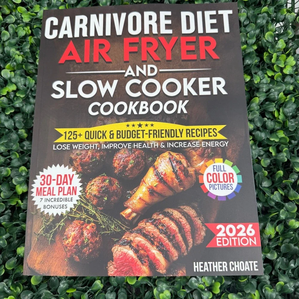 Carnivore Diet Cookbook Set (2) Air Fryer Slow Cooker and Budget Cooking Recipes